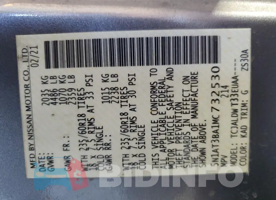 5N1AT3BA1MC732530 Photo# 13