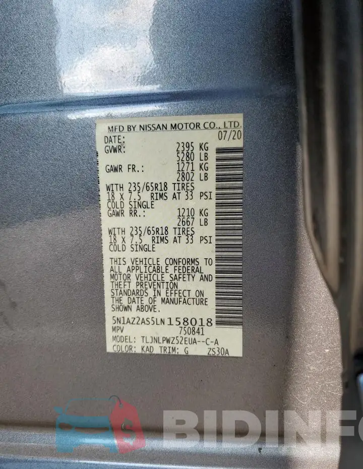 5N1AZ2AS5LN158018 Photo# 13
