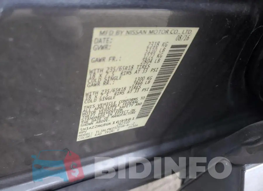 5N1AZ2MG8GN169981 Photo# 13