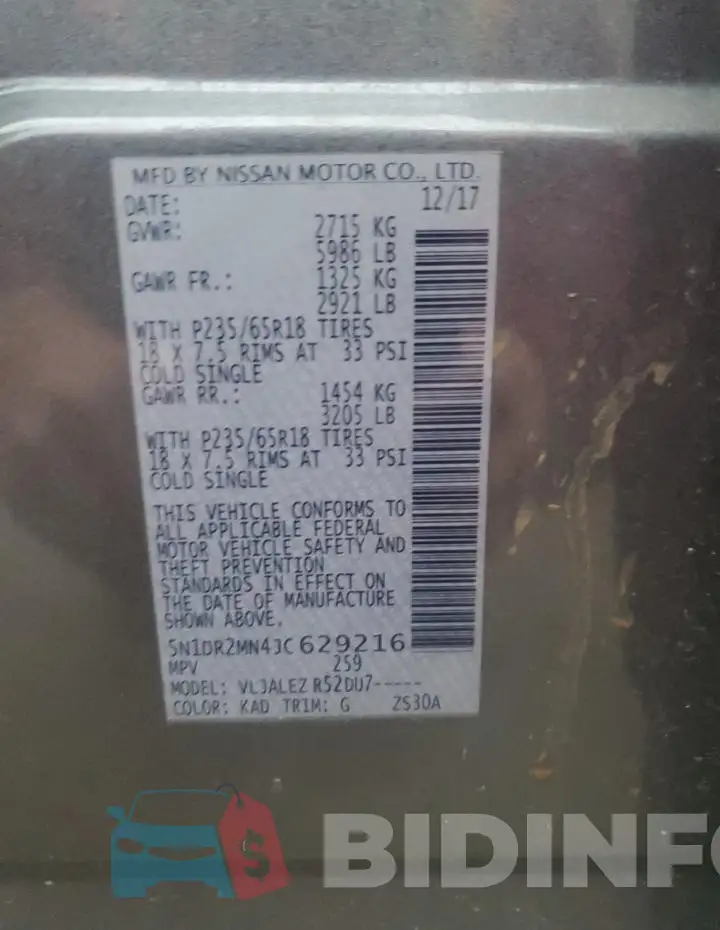 5N1DR2MN4JC629216 Photo# 13