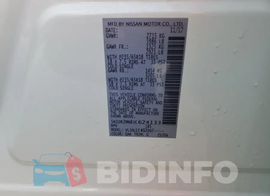 5N1DR2MN8JC624133 Photo# 14