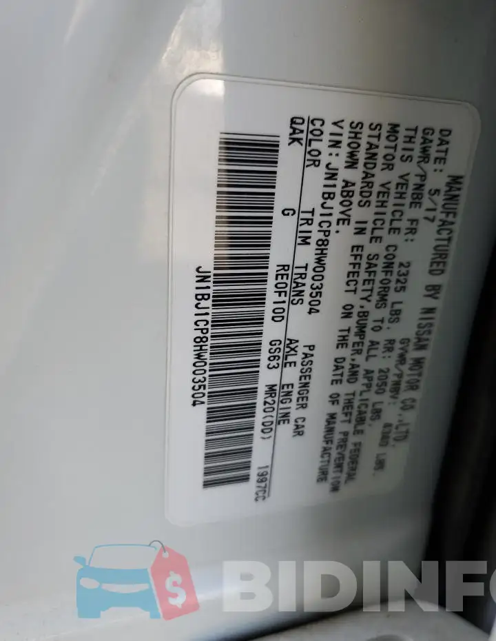 JN1BJ1CP8HW003504 Photo# 13
