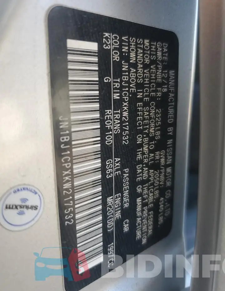 JN1BJ1CPXKW217532 Photo# 14