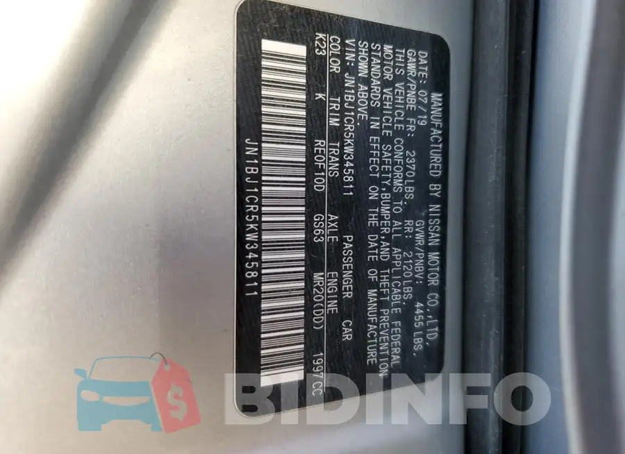 JN1BJ1CR5KW345811 Photo# 13