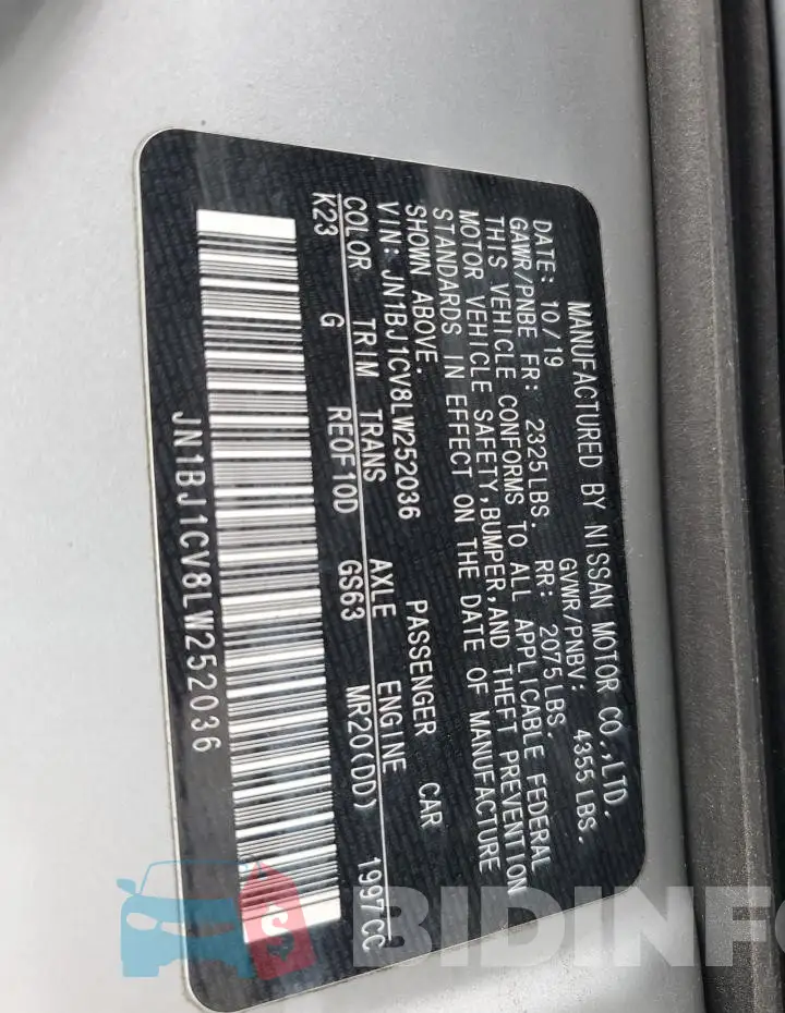 JN1BJ1CV8LW252036 Photo# 14