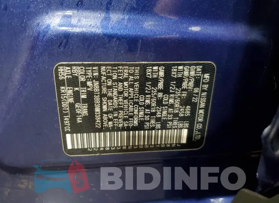 JN8BT3BB3NW338422 Photo# 13