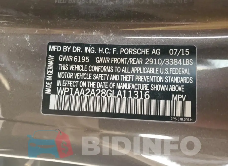 WP1AA2A28GLA11316 Photo# 13