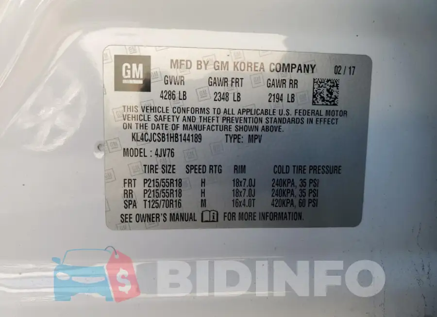 KL4CJCSB1HB144189 Photo# 12