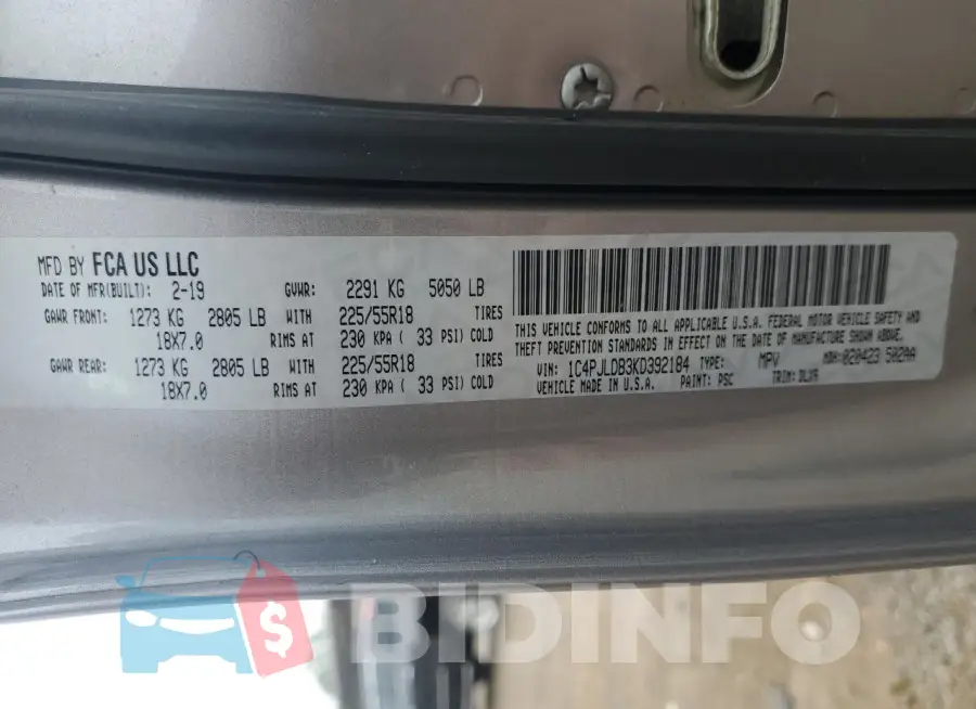 1C4PJLDB3KD392184 Photo# 13