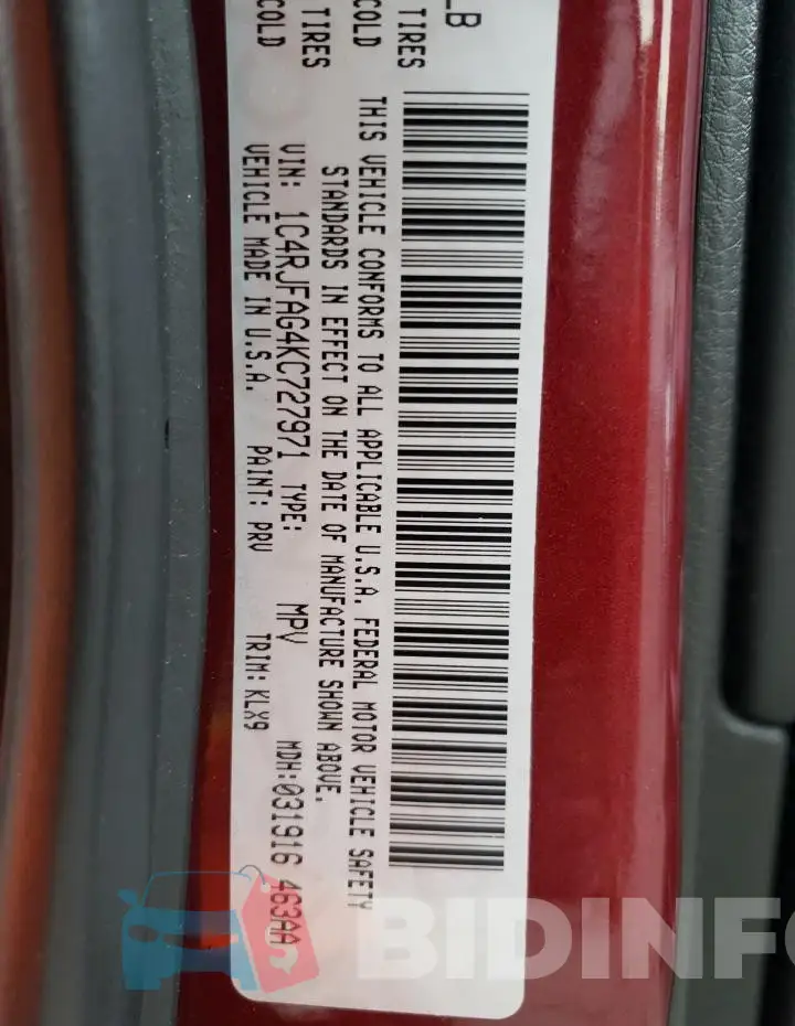 1C4RJFAG4KC727971 Photo# 12