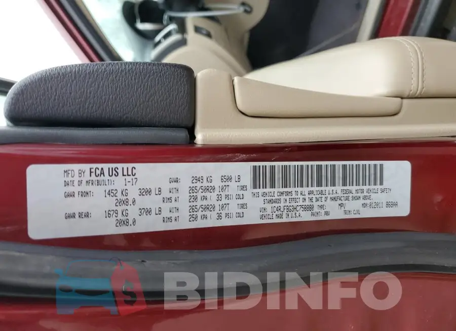 1C4RJFBG3HC758880 Photo# 14