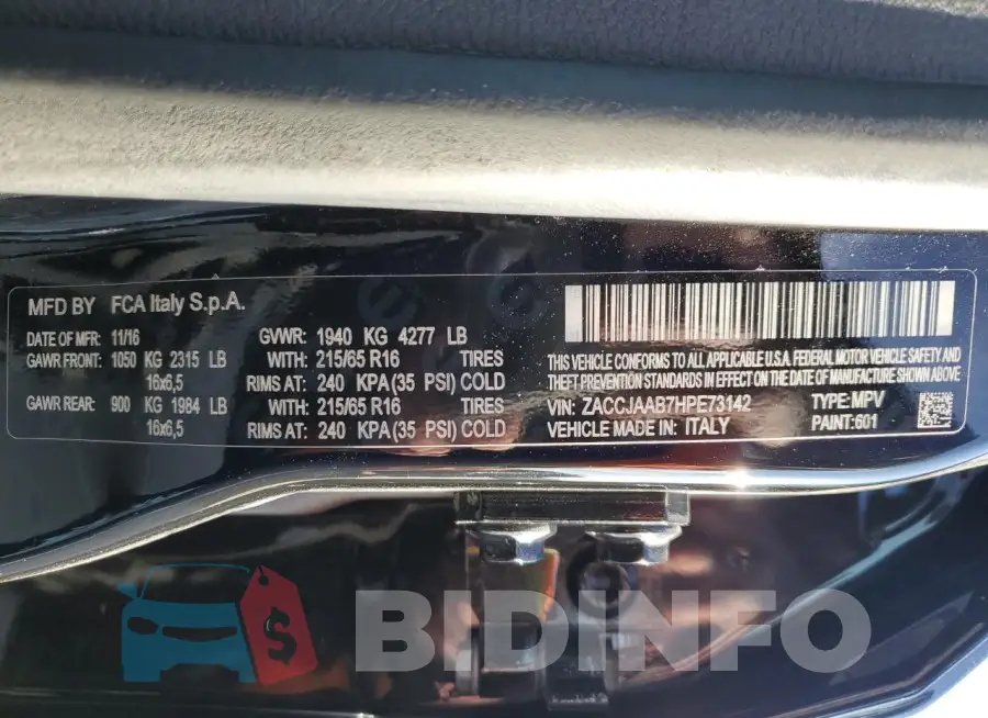 ZACCJAAB7HPE73142 Photo# 12