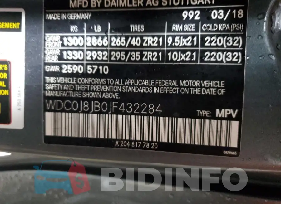 WDC0J8JB0JF432284 Photo# 14