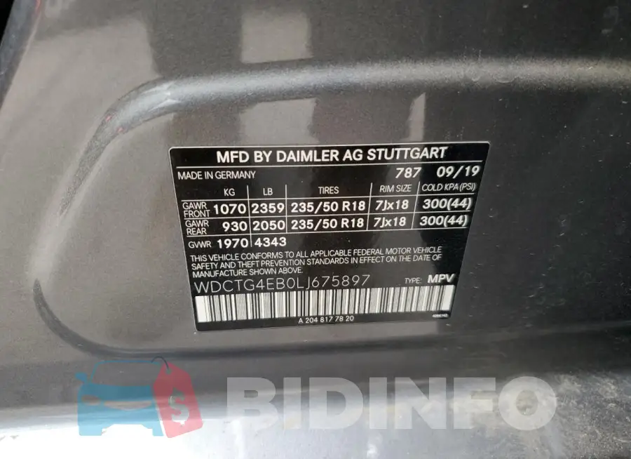 WDCTG4EB0LJ675897 Photo# 13