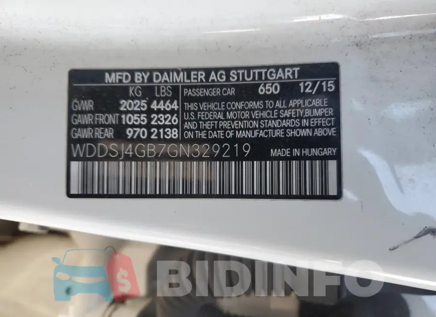 WDDSJ4GB7GN329219 Photo# 12