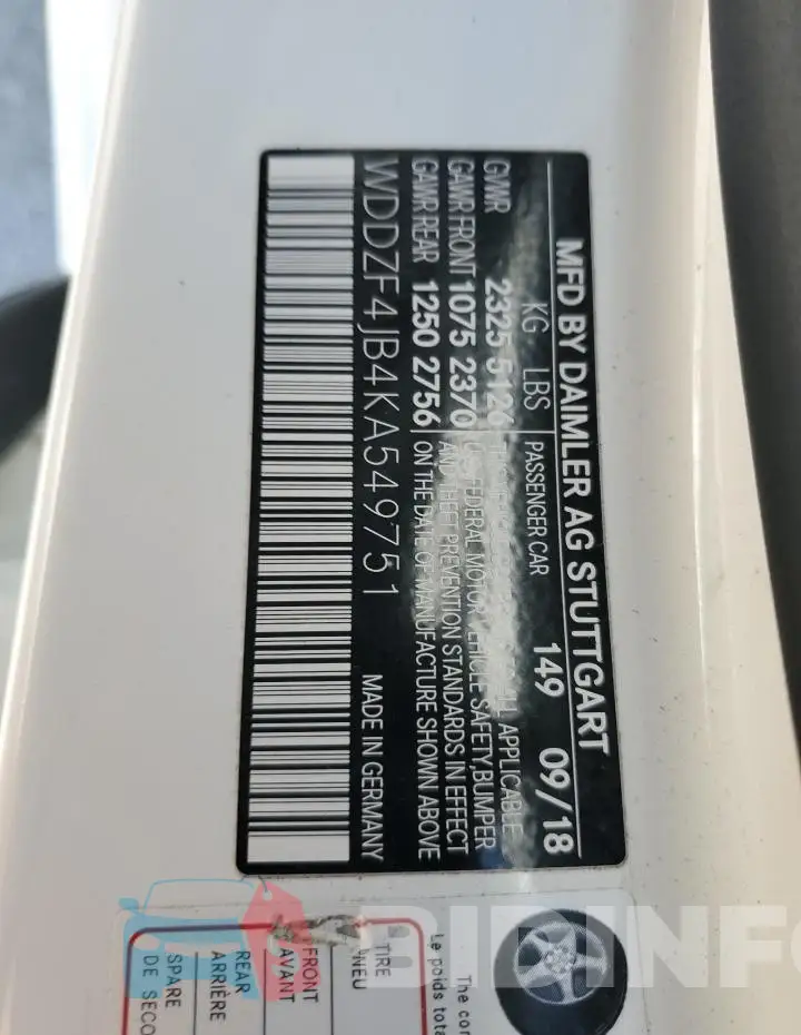 WDDZF4JB4KA549751 Photo# 12