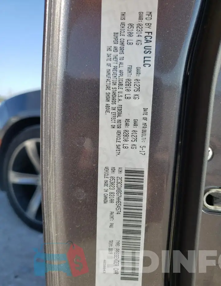 2C3CDXBG7HH654574 Photo# 12