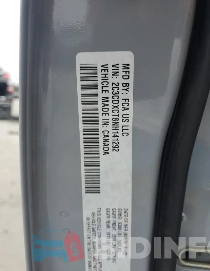 2C3CDXCT8NH141292 Photo# 13