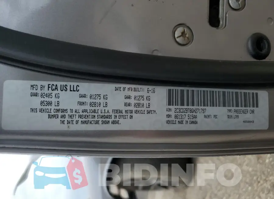 2C3CDZBT8GH271797 Photo# 12