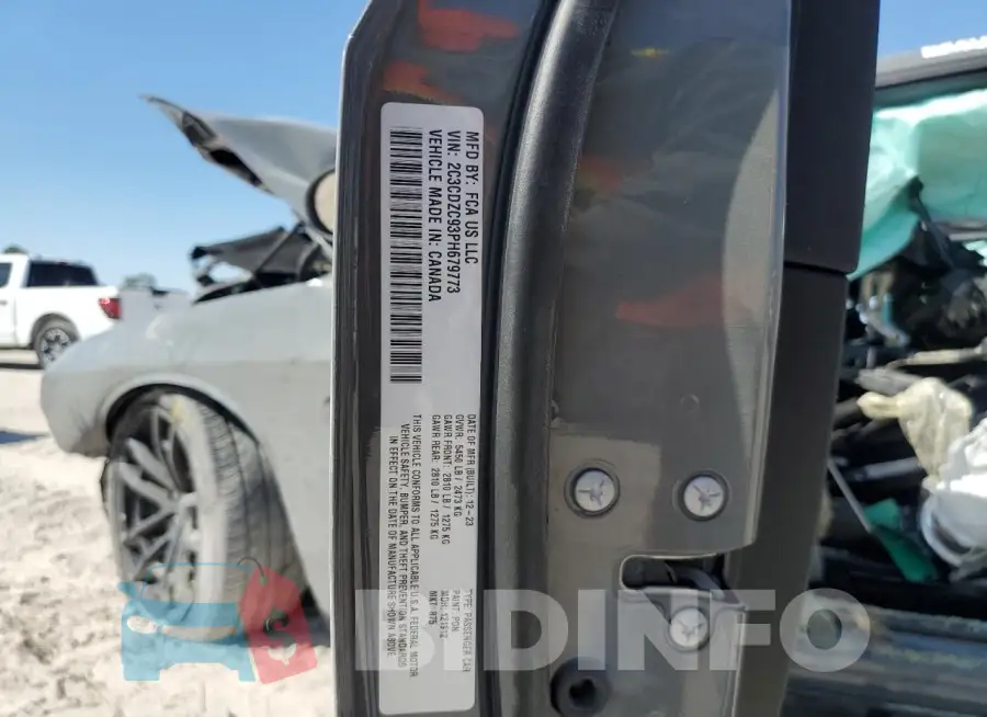 2C3CDZC93PH679773 Photo# 13