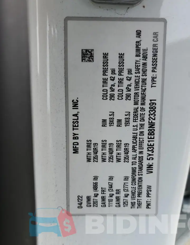 5YJ3E1EB8NF233891 Photo# 13