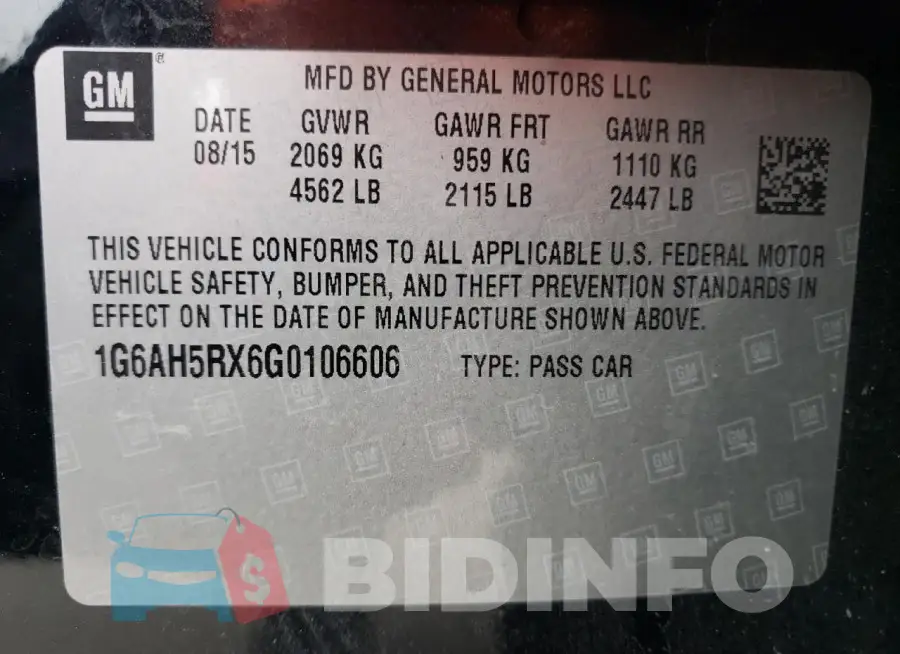 1G6AH5RX6G0106606 Photo# 12