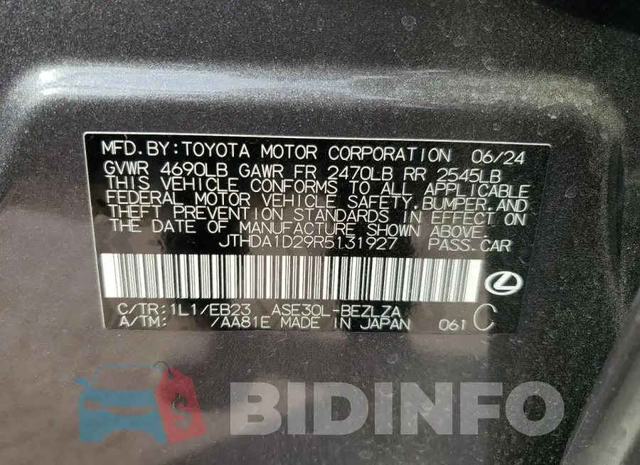 JTHDA1D29R5131927 Photo# 12