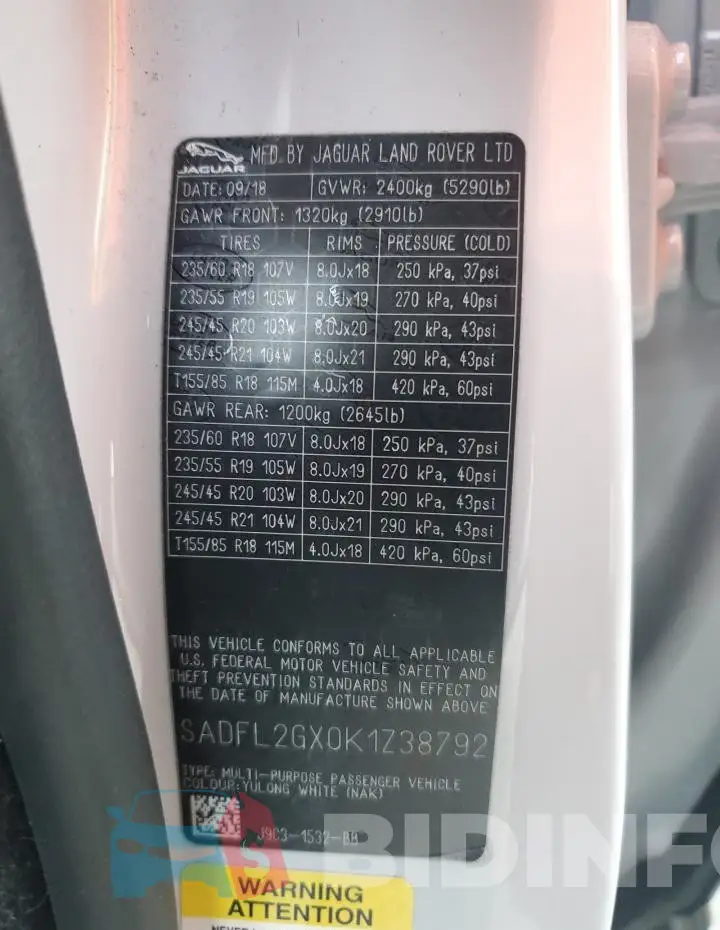 SADFL2GX0K1Z38792 Photo# 14