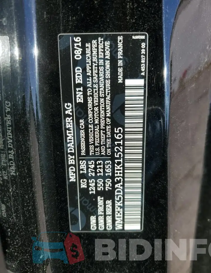 WMEFK5DA3HK152165 Photo# 12
