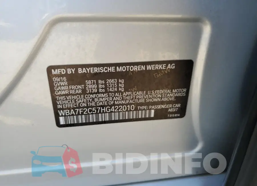 WBA7F2C57HG422010 Photo# 12