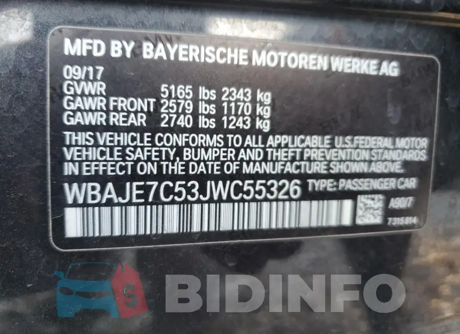 WBAJE7C53JWC55326 Photo# 13