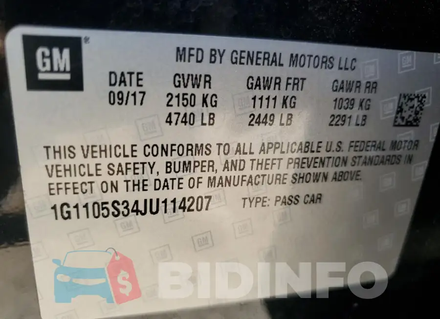 1G1105S34JU114207 Photo# 12