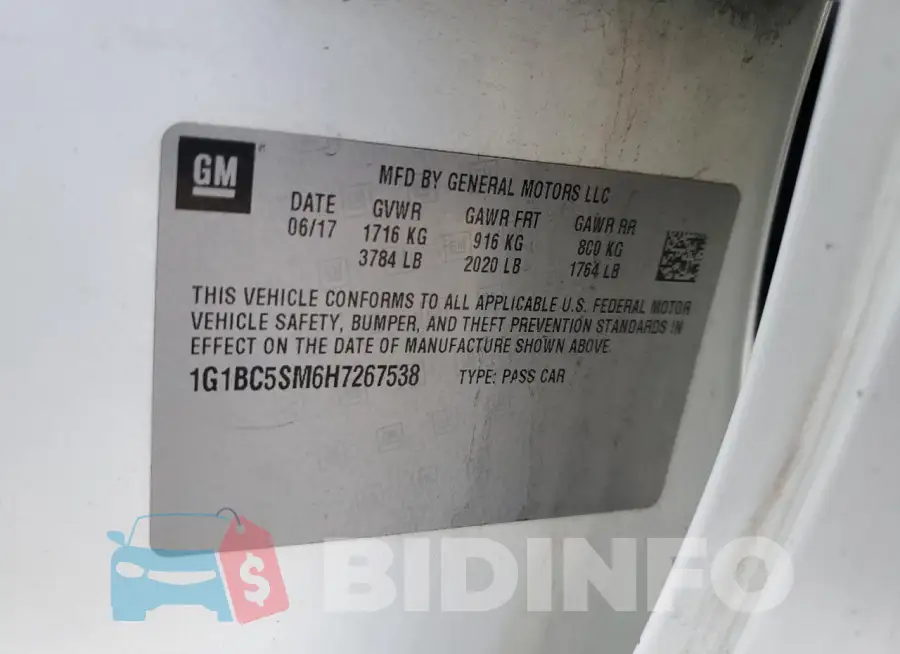1G1BC5SM6H7267538 Photo# 12