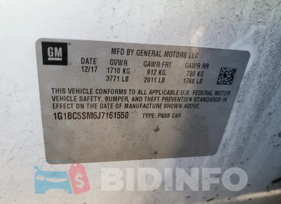 1G1BC5SM6J7161550 Photo# 12