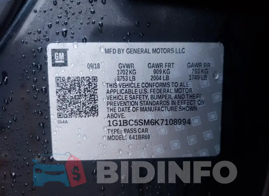 1G1BC5SM6K7108994 Photo# 12