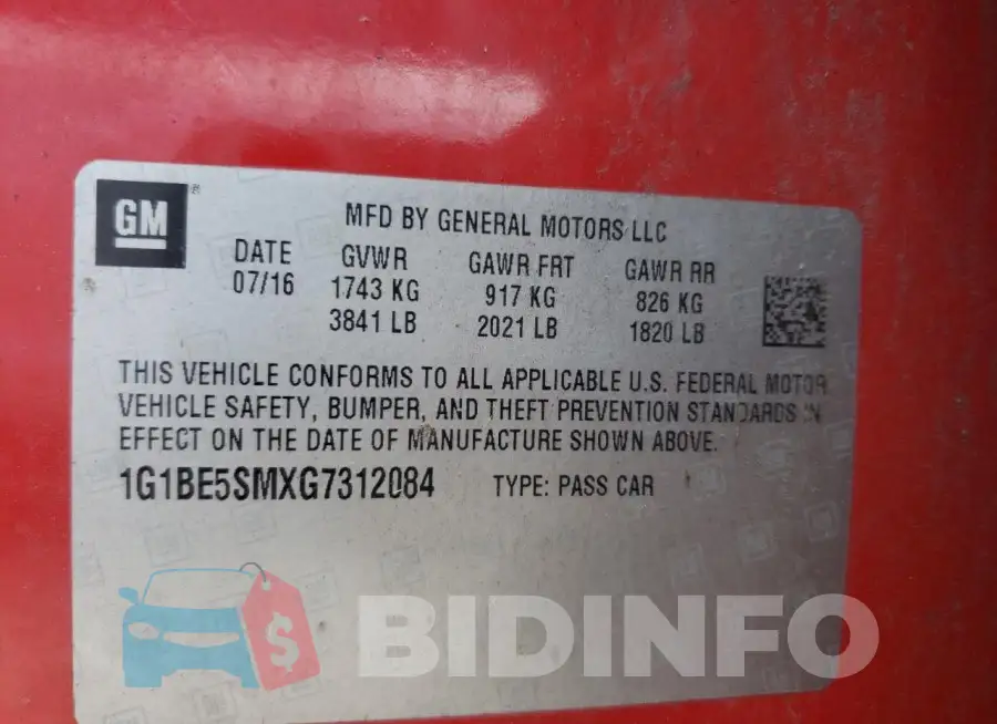 1G1BE5SMXG7312084 Photo# 12