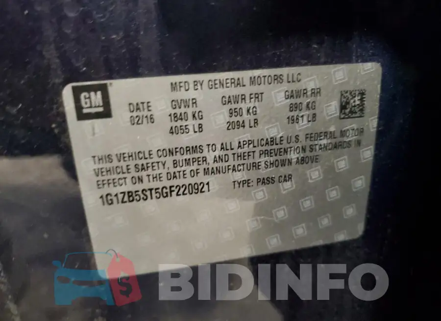 1G1ZB5ST5GF220921 Photo# 12