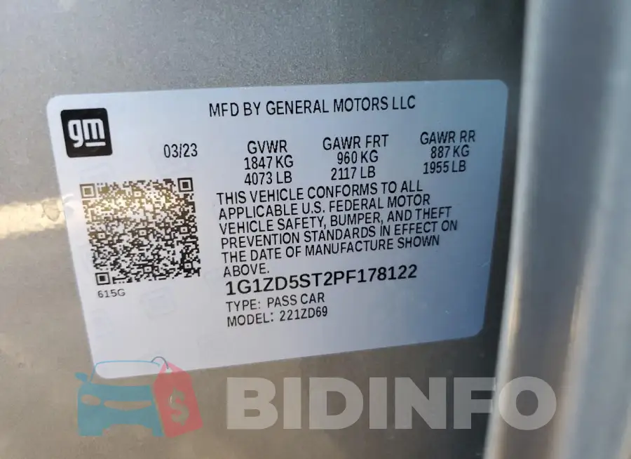 1G1ZD5ST2PF178122 Photo# 12