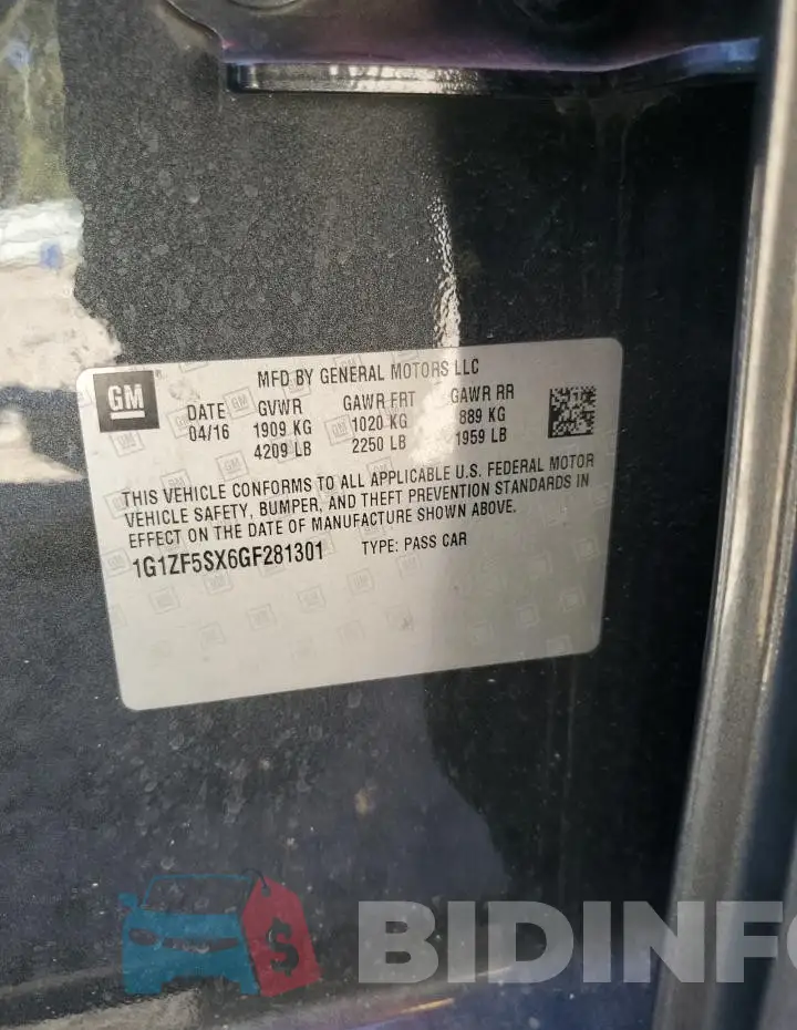 1G1ZF5SX6GF281301 Photo# 12