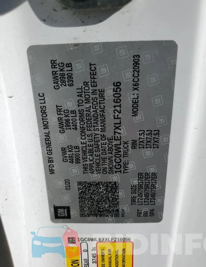 1GC0WLE7XLF216056 Photo# 12