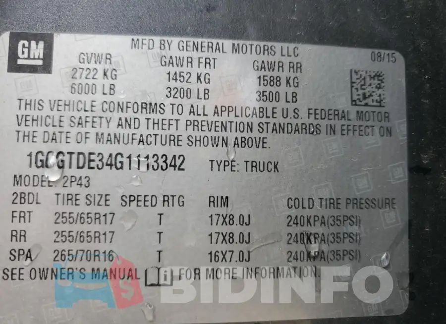 1GCGTDE34G1113342 Photo# 12