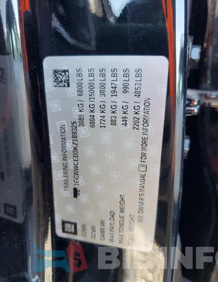 1GCRWCED3KZ189325 Photo# 13