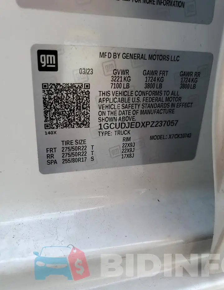 1GCUDJEDXPZ237057 Photo# 13
