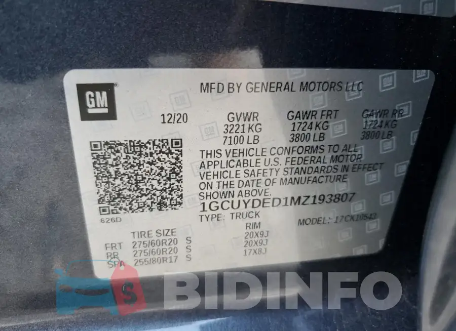 1GCUYDED1MZ193807 Photo# 12