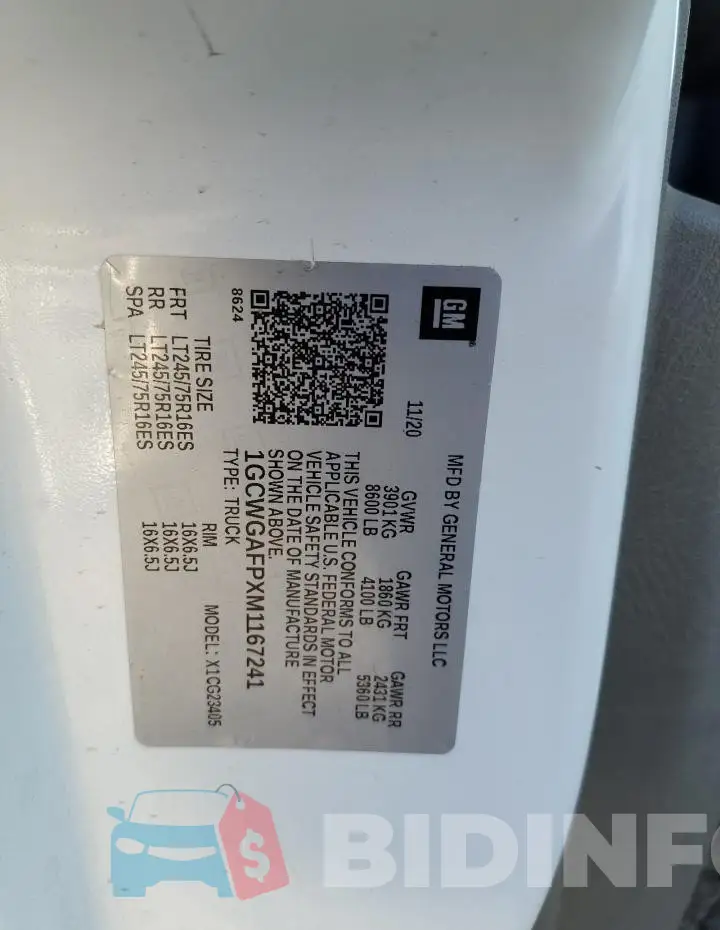 1GCWGAFPXM1167241 Photo# 12