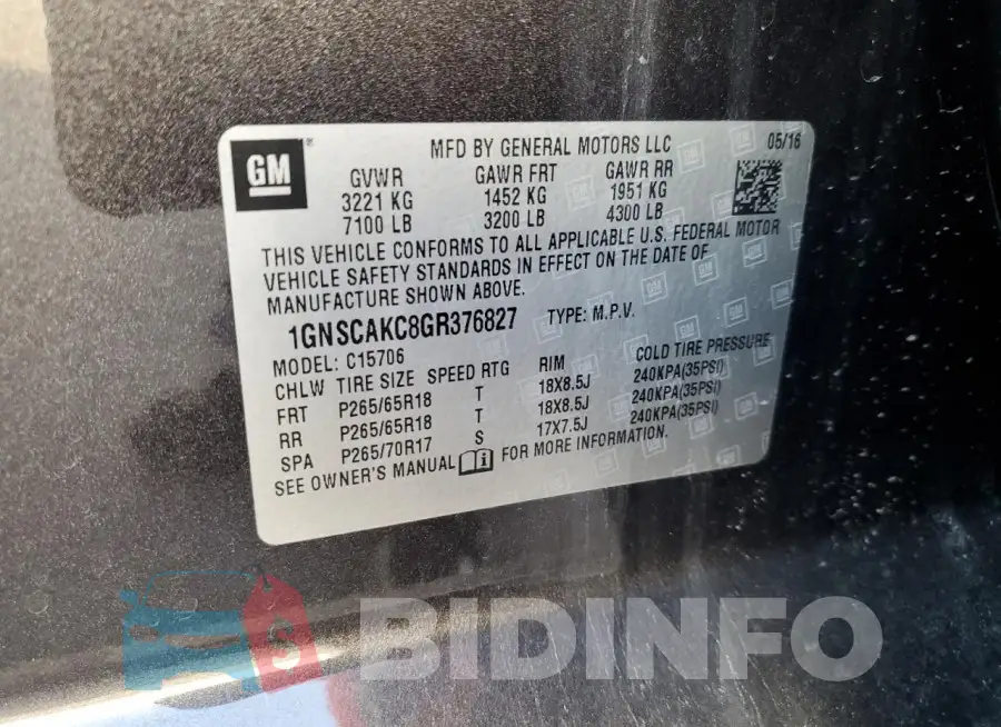 1GNSCAKC8GR376827 Photo# 13
