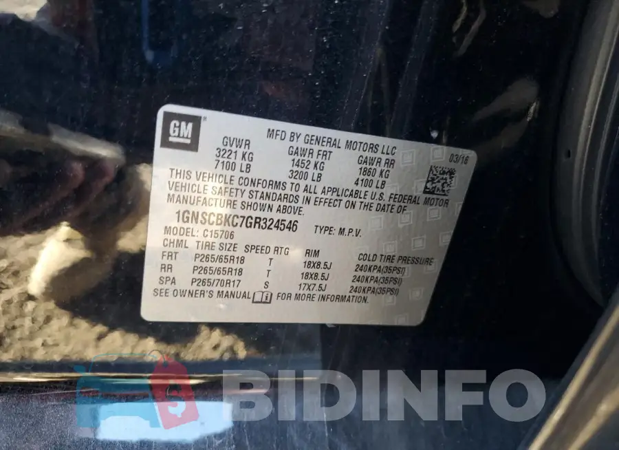 1GNSCBKC7GR324546 Photo# 13