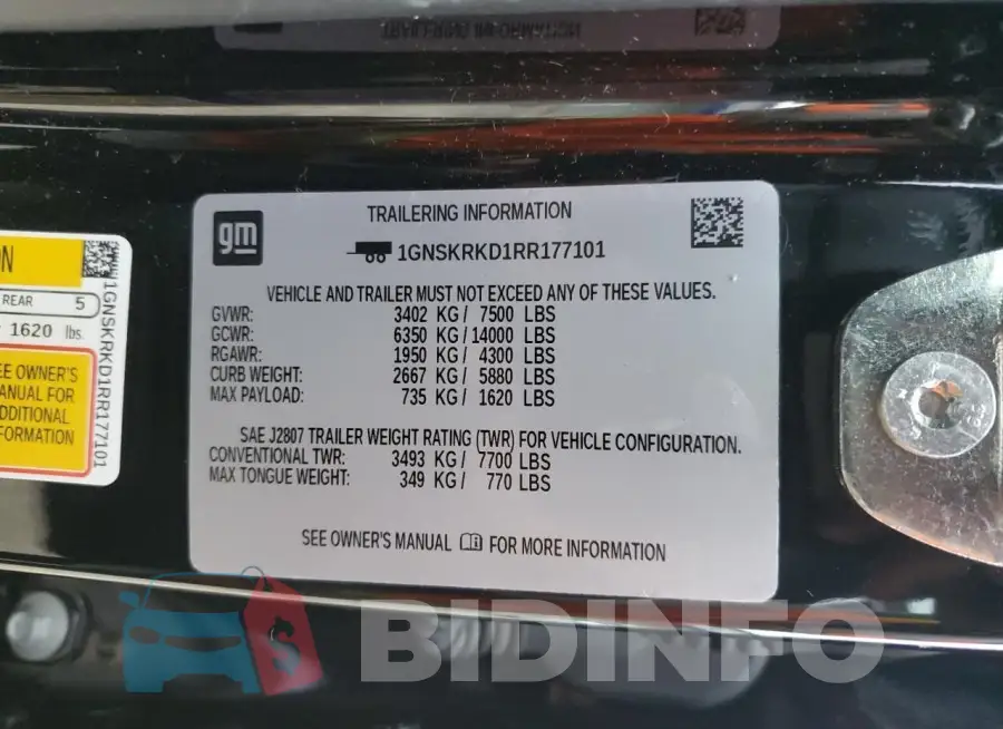 1GNSKRKD1RR177101 Photo# 14