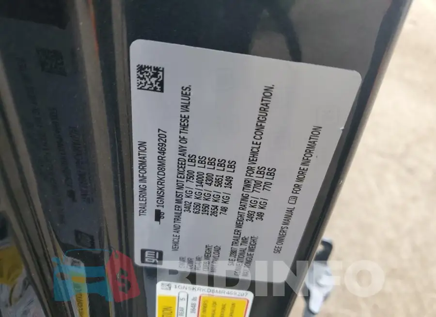1GNSKRKD8MR469207 Photo# 12