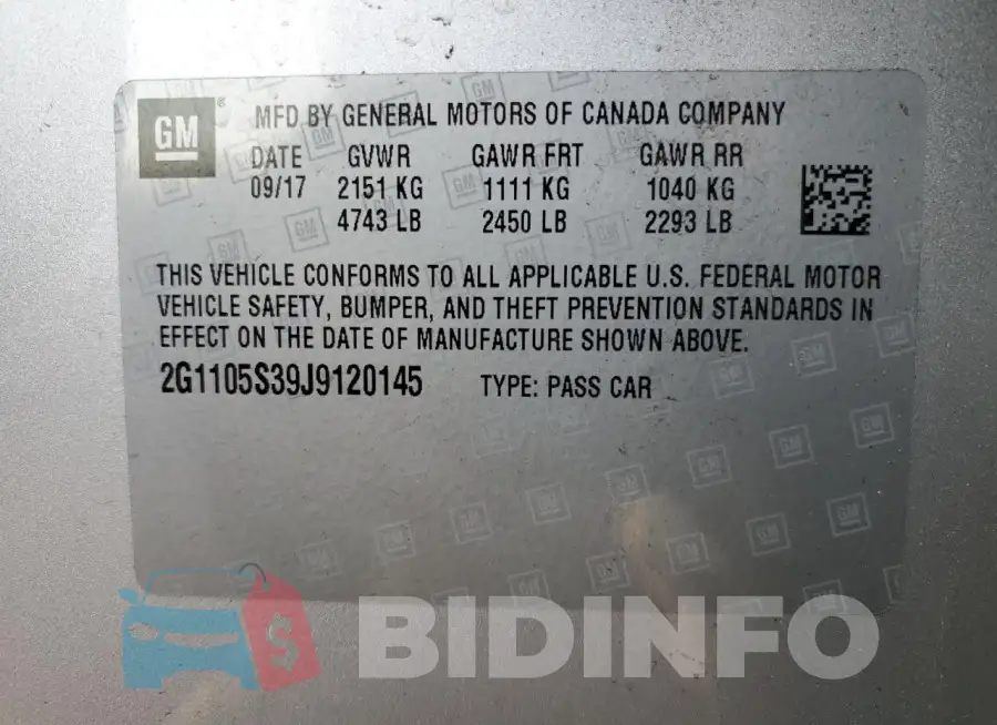 2G1105S39J9120145 Photo# 13